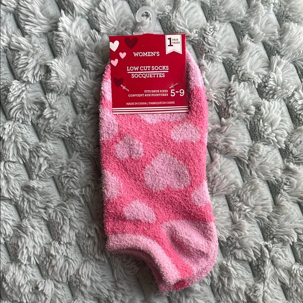 Women's Pink Heart Low Cut Socks